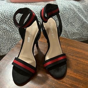 Steve Madden red and black striped multi ankle heel: Never Used